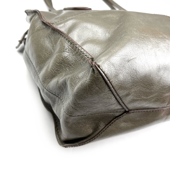 HOBO International Friar Taupe Gray Polished Leather Shoulder Bag - Picture 5 of 9